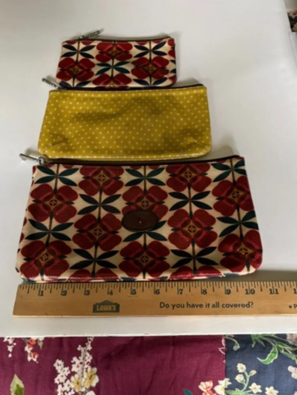 Set of 3 Fossil zip bags